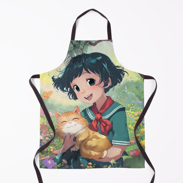 Item preview, ANIME GIRL WITH HIGHLY AMUSED CAT designed and sold by WendyMaree.
