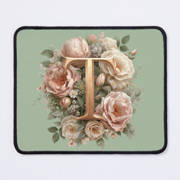 Item preview, Floral Monogram Letter T Wall Art – Elegant Gold Initial T with Roses & Peonies | Personalized Wedding Gift, Nursery Decor, Feminine Botanical Initial T Print designed and sold by AmenAlways.