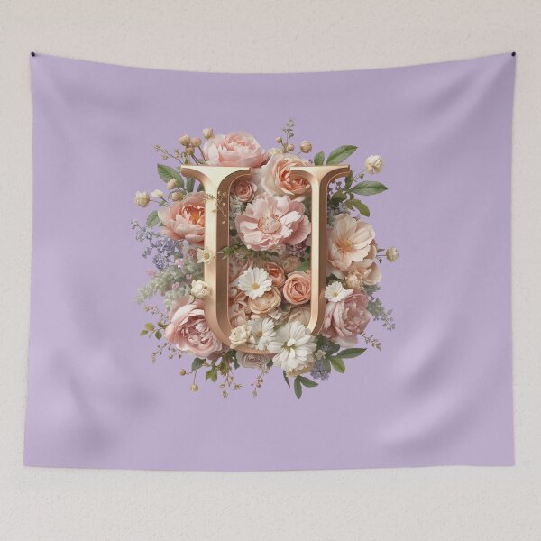 Item preview, Floral Monogram Letter U Wall Art – Elegant Gold Initial U with Roses & Peonies | Personalized Wedding Gift, Nursery Decor, Feminine Botanical Initial U Print designed and sold by AmenAlways.