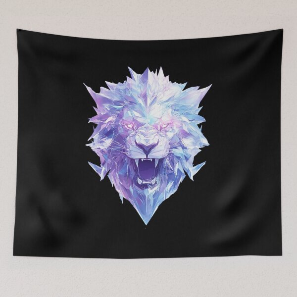Item preview, Crystal Lion Head – Ice Blue Geometry Lion designed and sold by Meiersbeste.