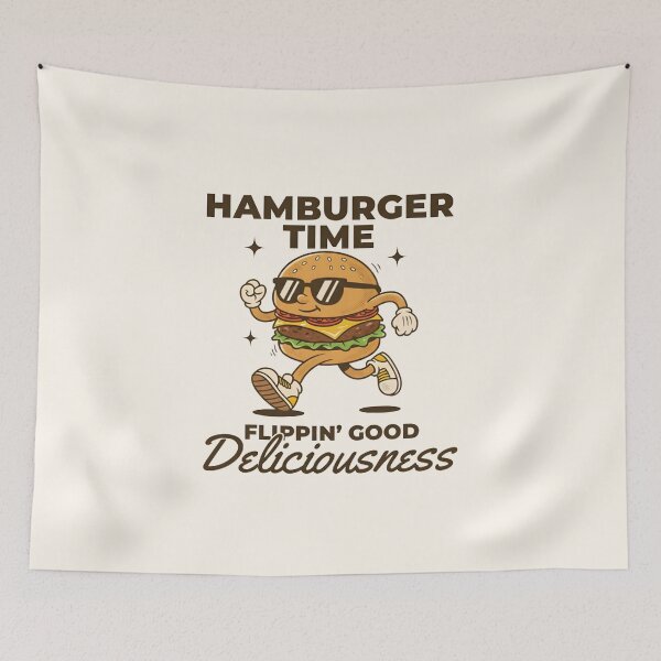 Item preview, Hamburger Time | Retro Hamburger Cartoon designed and sold by HoopeStylee.