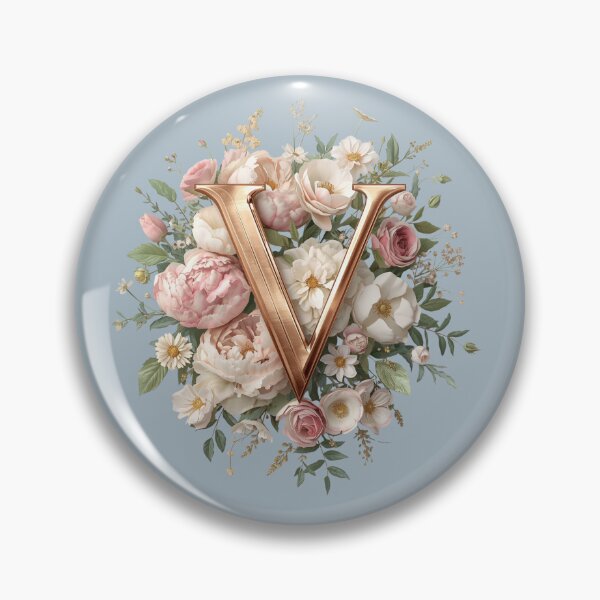 Item preview, Floral Monogram Letter V Wall Art – Elegant Gold Initial V with Roses & Peonies | Personalized Wedding Gift, Nursery Decor, Feminine Botanical Initial V Print designed and sold by AmenAlways.