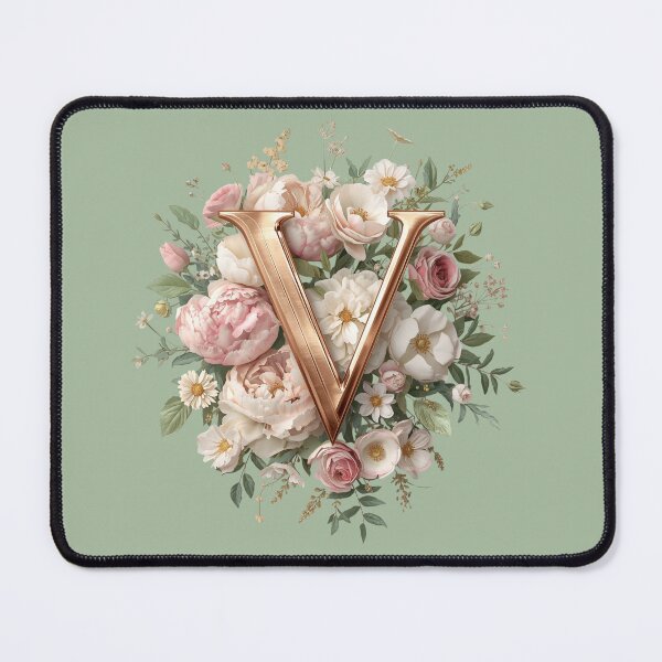 Item preview, Floral Monogram Letter V Wall Art – Elegant Gold Initial V with Roses & Peonies | Personalized Wedding Gift, Nursery Decor, Feminine Botanical Initial V Print designed and sold by AmenAlways.