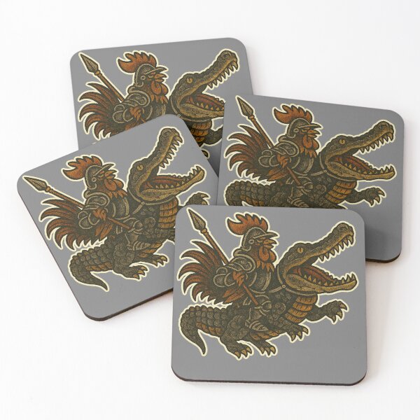 Item preview, Rooster Knight on a gator Sailor Jerry Style designed and sold by Ali Kiwan Photo and Desgin .