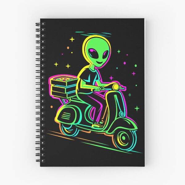 Item preview, Neon Alien on Scooter – Funny Pizza Delivery Design designed and sold by Meiersbeste.