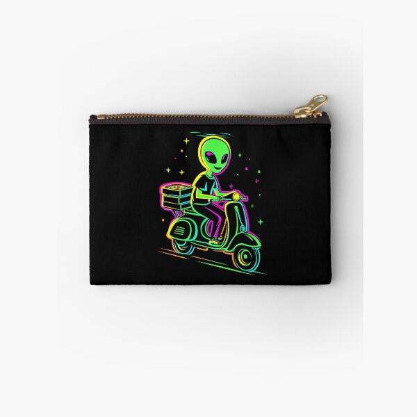 Item preview, Neon Alien on Scooter – Funny Pizza Delivery Design designed and sold by Meiersbeste.