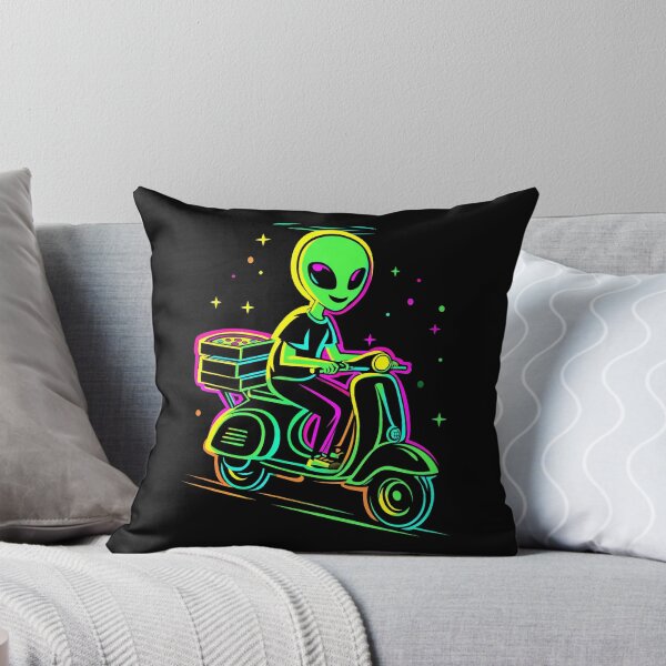 Item preview, Neon Alien on Scooter – Funny Pizza Delivery Design designed and sold by Meiersbeste.