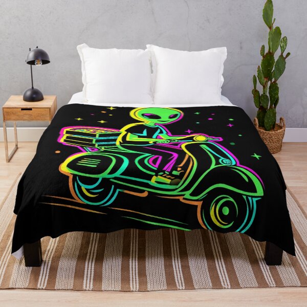 Item preview, Neon Alien on Scooter – Funny Pizza Delivery Design designed and sold by Meiersbeste.