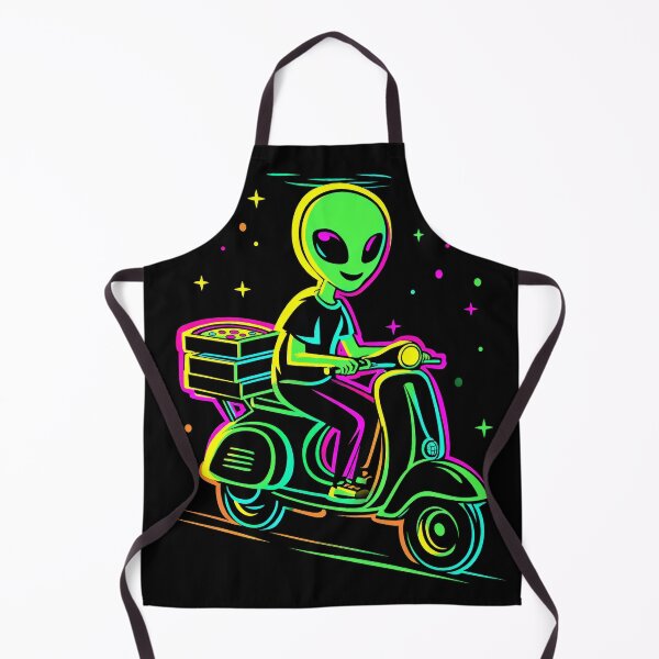 Item preview, Neon Alien on Scooter – Funny Pizza Delivery Design designed and sold by Meiersbeste.