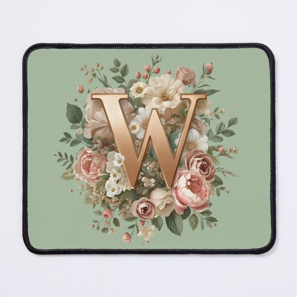 Item preview, Floral Monogram Letter W Wall Art – Elegant Gold Initial W with Roses & Peonies | Personalized Wedding Gift, Nursery Decor, Feminine Botanical Initial W Print designed and sold by AmenAlways.