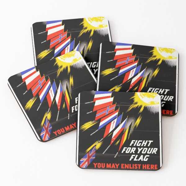 Item preview, WWII Recruitment Poster | Fight for Your Flag | Allied Nations Unity & Resistance | Vintage Style Art Print designed and sold by artofuniverse.