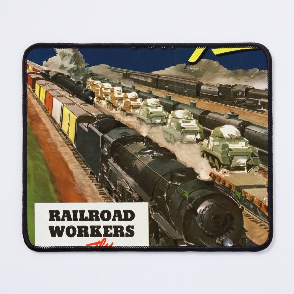 Item preview, WWII Railroad Recruitment Poster | Adolph Treidler Art | World War II Propaganda Print | Vintage Train & Tanks | War Effort Decor designed and sold by artofuniverse.