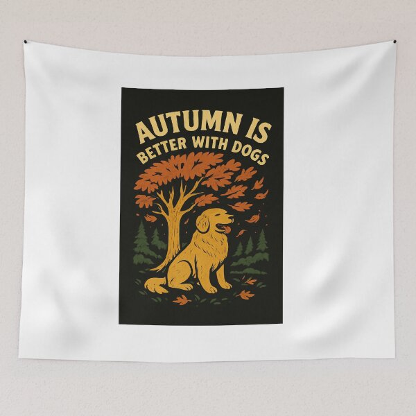 Item preview, Autumn Is Better with Dogs – Golden Retriever Vintage Tee designed and sold by RonBear-Designs.
