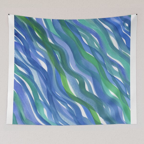 Item preview, Blue Waterfall Waves Of Watercolor Fluid Lines Art I  designed and sold by Irina Sztukowski.