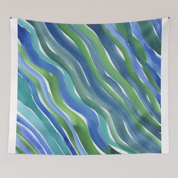 Item preview, Blue Waterfall Waves Of Watercolor Fluid Lines Art II designed and sold by Irina Sztukowski.