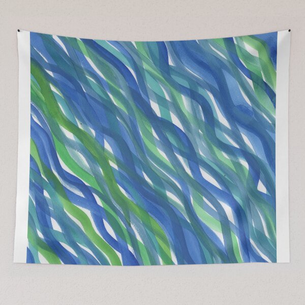 Item preview, Blue Waterfall Waves Of Watercolor Fluid Lines Art III designed and sold by Irina Sztukowski.