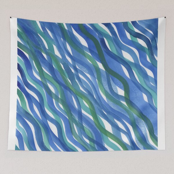 Item preview, Blue Waterfall Waves Of Watercolor Fluid Lines Art IV designed and sold by Irina Sztukowski.
