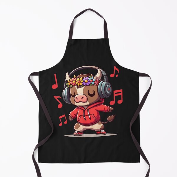 Aperçu de l'œuvre Taureau hip-hop chibi drôle – Sweat à capuche rouge mignon style anime animal DJ design créée et vendue par ColorSplash123.