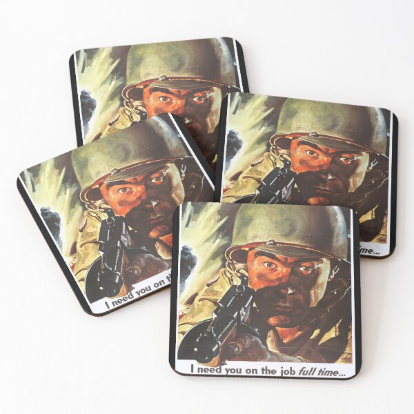 Item preview, WWII Propaganda Poster | War Department Safety Council Art | Vintage Soldier Gun | Military History & Collectibles designed and sold by artofuniverse.