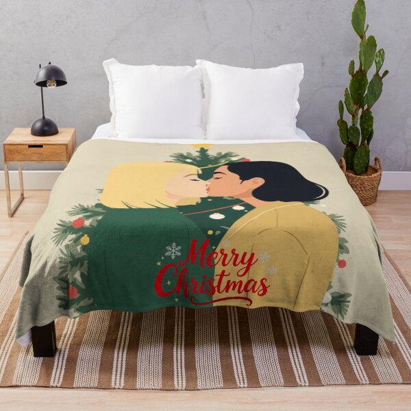 Item preview, Romantic Christmas Kiss – Lesbian Couple Holiday Art designed and sold by The Sandy Design Store.
