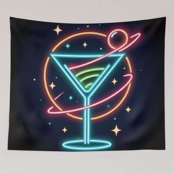 Item preview, Space Age Neon Sign Blackhole Olive Martini designed and sold by Lee Hiller Designs.