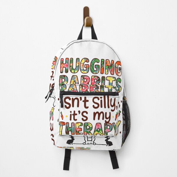 Item preview, Hugging Rabbits Isn’t Silly, It’s My Therapy – Bunny Lover Comfort Quote designed and sold by SnarkyTextStudiO.