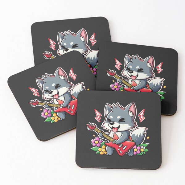 Item preview, Funny Chibi Guitar Wolf – Cute Kawaii Rockstar Animal Design designed and sold by ColorSplash123.
