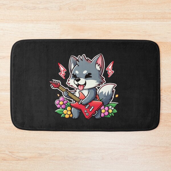 Item preview, Funny Chibi Guitar Wolf – Cute Kawaii Rockstar Animal Design designed and sold by ColorSplash123.