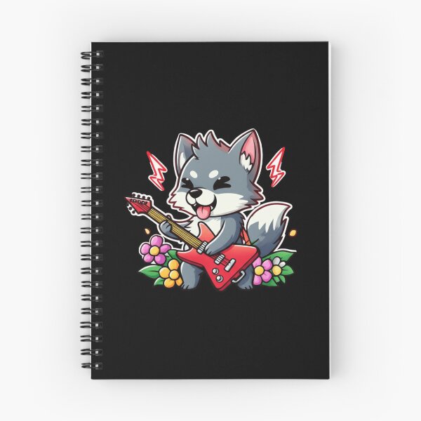 Item preview, Funny Chibi Guitar Wolf – Cute Kawaii Rockstar Animal Design designed and sold by ColorSplash123.