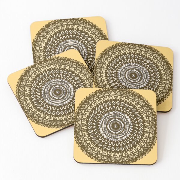 Item preview, Indian tribal beige yellow traditional ethnic mandala inspired beautiful sacred geometry  intricate yoga meditation sacred geometry  designed and sold by DivineMandala.