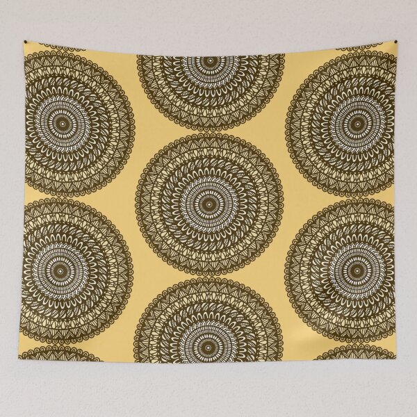 Item preview, Indian tribal beige yellow traditional ethnic mandala inspired beautiful sacred geometry  intricate yoga meditation sacred geometry  designed and sold by DivineMandala.