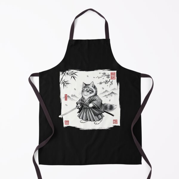 Item preview, Samurai Cat Japanese Art Sumi-e Novelty Kawaii Funny Cat designed and sold by cawtoon.