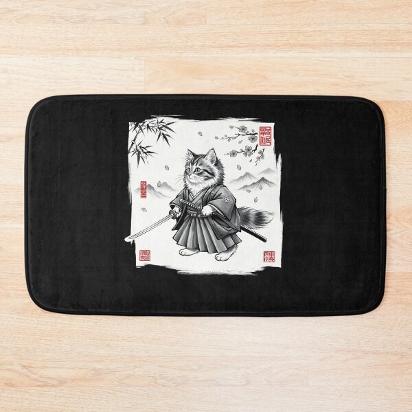 Item preview, Samurai Cat Japanese Art Sumi-e Novelty Kawaii Funny Cat  designed and sold by cawtoon.