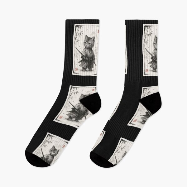 Item preview, Samurai Cat Japanese Art Sumi-e Novelty Kawaii Funny Cat  designed and sold by cawtoon.