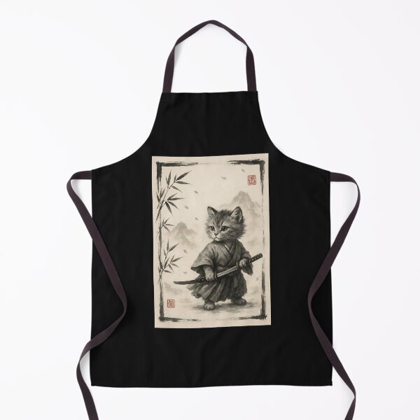 Item preview, Samurai Cat Japanese Art Sumi-e Novelty Kawaii Funny Cat designed and sold by cawtoon.