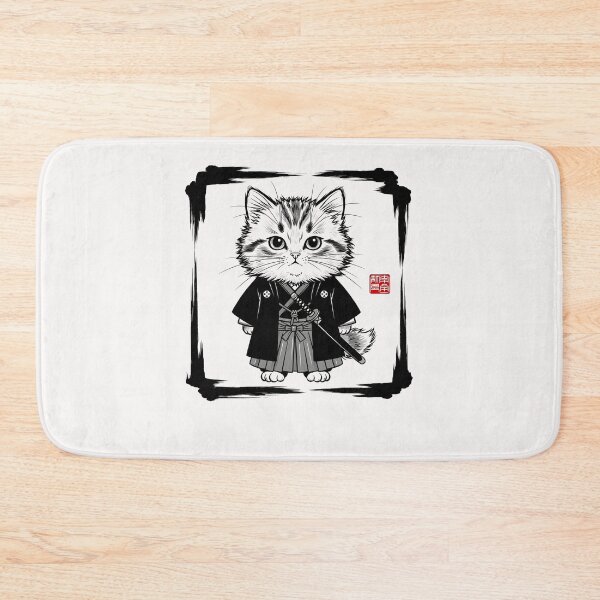 Item preview, Samurai Cat Japanese Art Sumi-e Novelty Kawaii Funny Cat designed and sold by cawtoon.