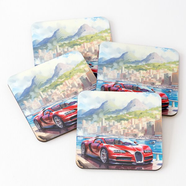 Item preview, Hypercar Cruises Along Riviera Waterfront With City Skyline designed and sold by RevUpDesign.