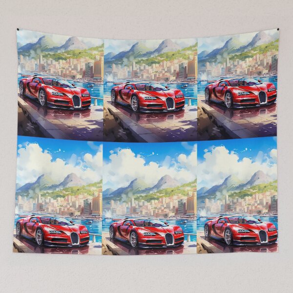 Item preview, Hypercar Cruises Along Riviera Waterfront With City Skyline designed and sold by RevUpDesign.