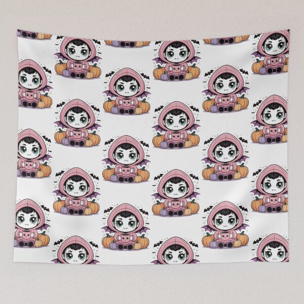 Item preview, Kawaii Vampire Halloween Design – Cute Pink Hoodie Bat & Pumpkin Art for Spooky Season Fans designed and sold by GemBob Creations.
