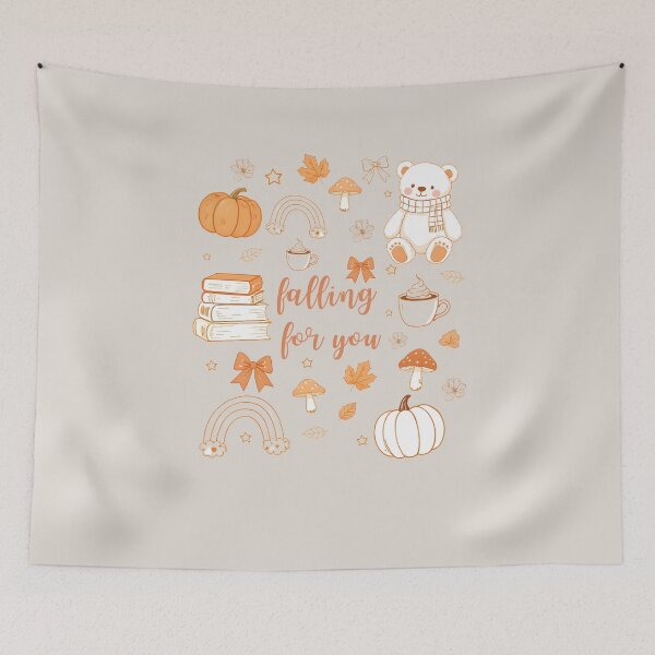 Item preview, Falling For You – Cute Autumn Cosy Bear, Pumpkin & Coffee Design designed and sold by twilightprints.