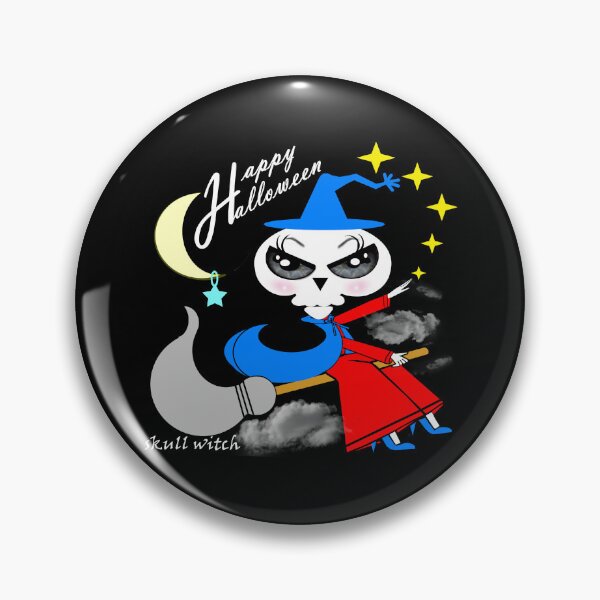 Item preview, A skull witch is flying through the sky, watching the world below to celebrate Halloween. designed and sold by Shirley cute art .