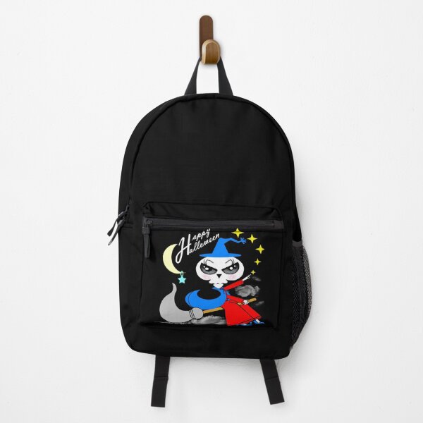 Item preview, A skull witch is flying through the sky, watching the world below to celebrate Halloween. designed and sold by Shirley cute art .