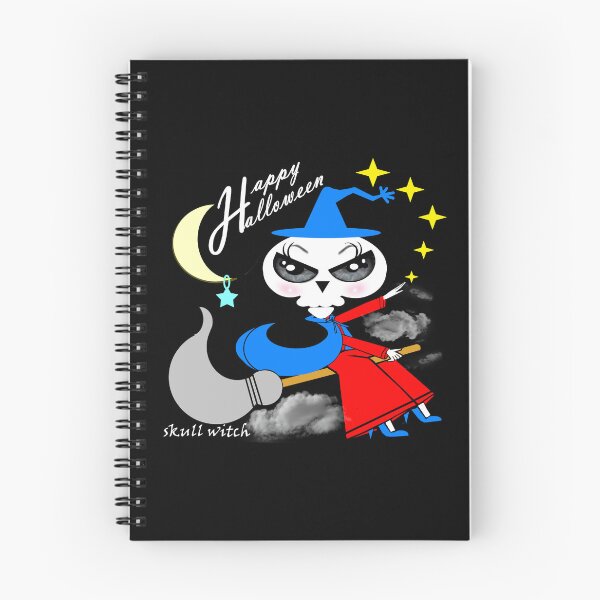 Item preview, A skull witch is flying through the sky, watching the world below to celebrate Halloween. designed and sold by Shirley cute art .