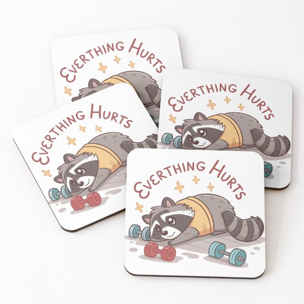 Item preview, Funny Exhausted Raccoon Gym – Everything Hurts Workout Design designed and sold by VividOrganica.