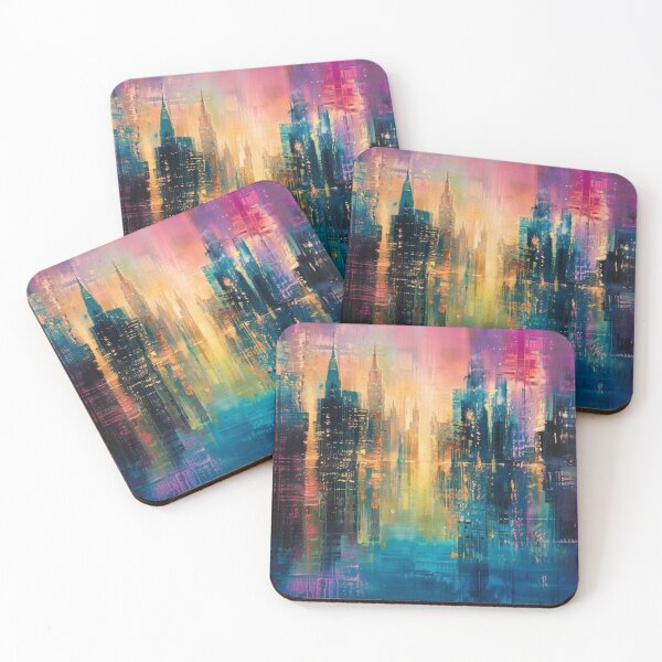 Item preview, Creative nightfall skyline city drawing  designed and sold by NivyasArtistry.