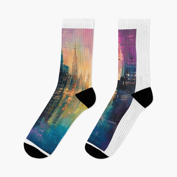 Item preview, Creative nightfall skyline city drawing  designed and sold by NivyasArtistry.