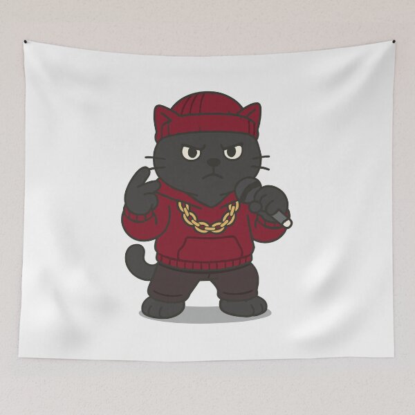 Item preview, Cool Rapper Cat in Red Hoodie designed and sold by PierrelyHO.