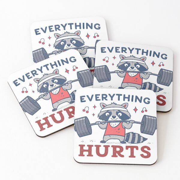 Item preview, Minimalist Raccoon Weightlifting – Everything Hurts Fitness Meme designed and sold by VividOrganica.