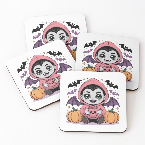 Item preview, Kawaii Vampire Halloween Design – Cute Chibi Vampire in Pink Hoodie with Pumpkins & Bats designed and sold by GemBob Creations.