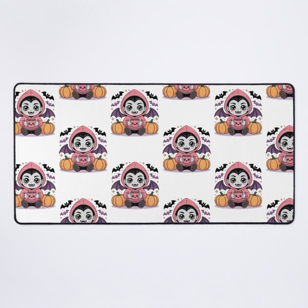 Item preview, Kawaii Vampire Halloween Design – Cute Chibi Vampire in Pink Hoodie with Pumpkins & Bats designed and sold by GemBob Creations.